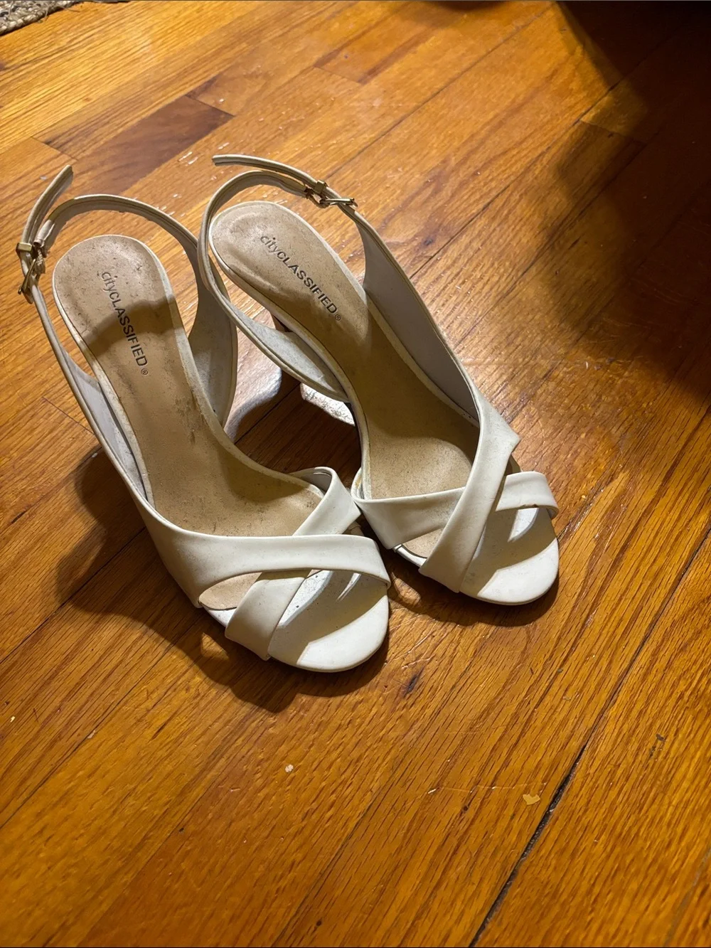 Cityclassified Ivory Crisscross Slingback Heels